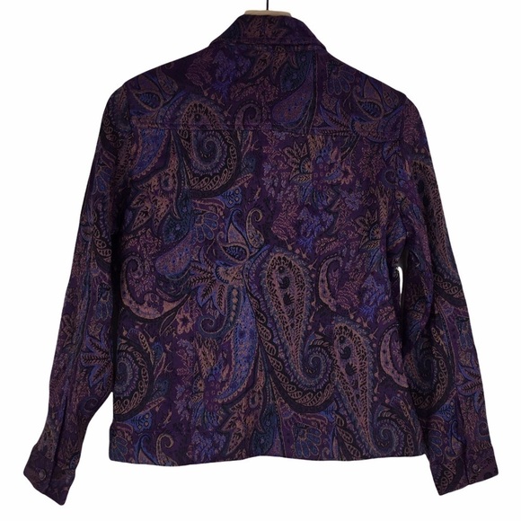 COLDWATER CREEK Jacket Woven Tapestry Beaded Paisley Floral Boho Petite Medium - Picture 4 of 10